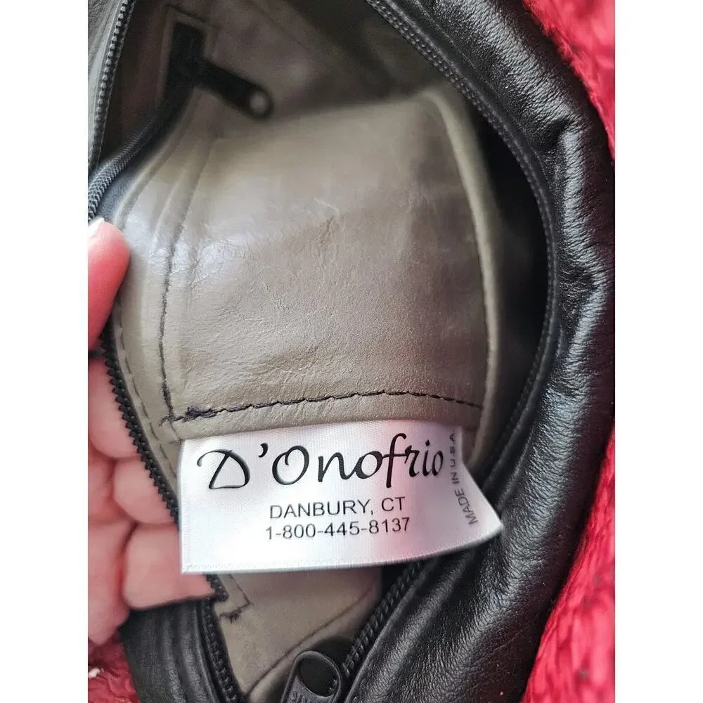 D’Onofrio Leather Designs Handcrafted Shoulder Bag‎ Black Red USA